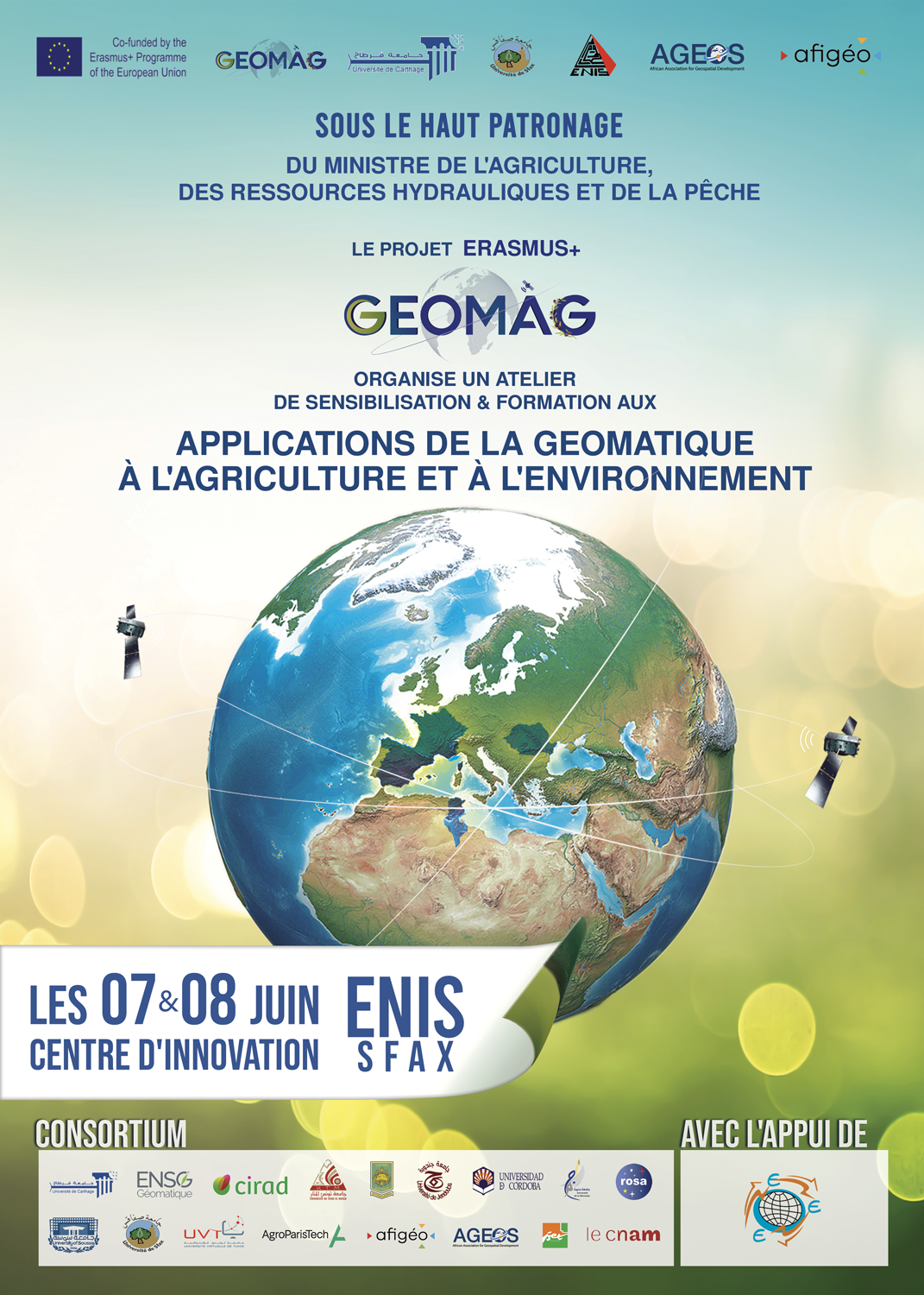 Atelier National de sensibilisation & formation aux applications de la Géomatique à l’agriculture et à l’environnement – ENIS les 7 et 8 Juin 2022